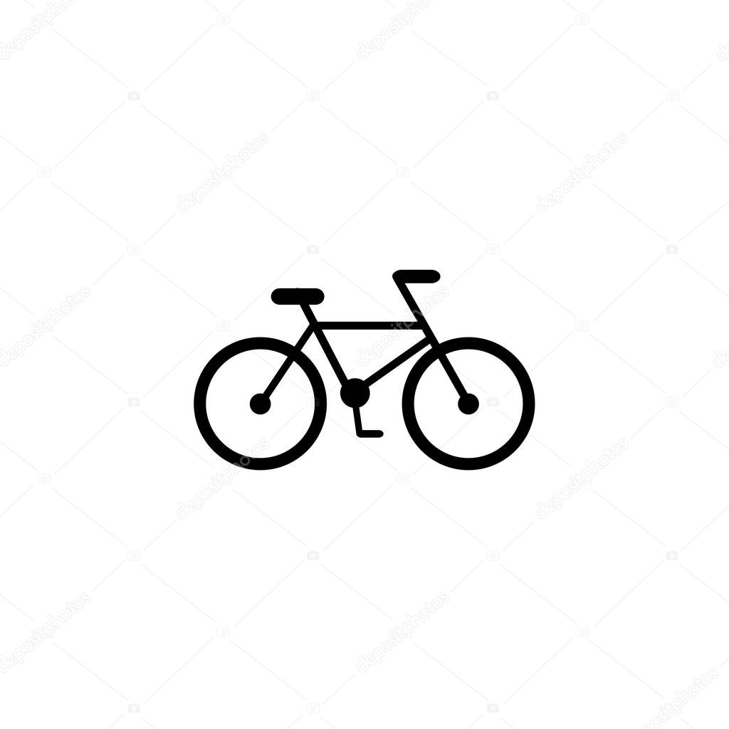 Bicycle icon. Flat bike pictogram isolated on white. Vector illustration. Eco transport symbol. Healthy journey logo. Black and white.