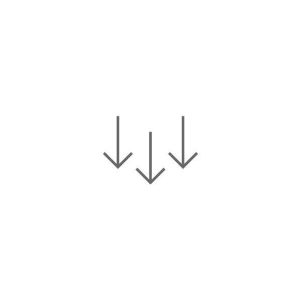 Três setas linha preta para baixo ícone. sinal de download. Queda, símbolo de diminuição — Vetor de Stock