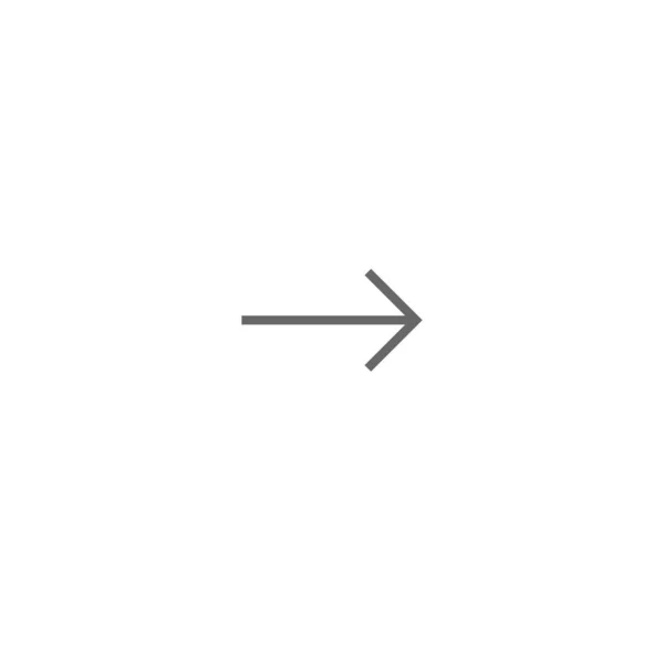 Чорна коротка права піктограма стрілки. значок лінії. Ізольовані на білому . — стоковий вектор