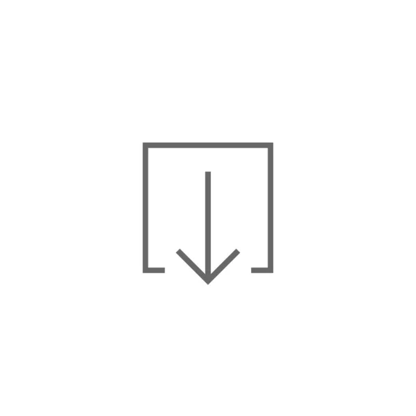 Black thin arrow down in outline square. line icon. download sign. — 스톡 벡터