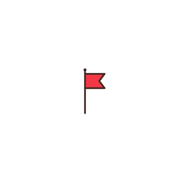 Rote Fahne mit Umrisssymbol. isoliert auf weißem Hintergrund. flacher Vektor — Stockvektor