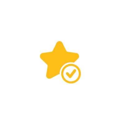 Geçerli mühür simgesi. Beyaz keneli altın yıldız. Düz Ok etiket simgesi. Beyazda izole edilmiş.