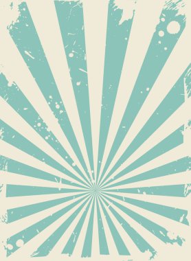 Güneş ışığı dar soluk grunge arkaplanı. yeşil ve bej renkli arka plan patlaması. Vektör dikey illüstrasyon. Güneş ışını arka planı. Eski benekli kağıt. Kaliteli çizilmiş poster