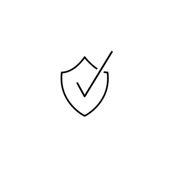 Escudo Negro Con Signo Garrapata Icono Plano Vectorial Aislado Blanco — Vector de stock