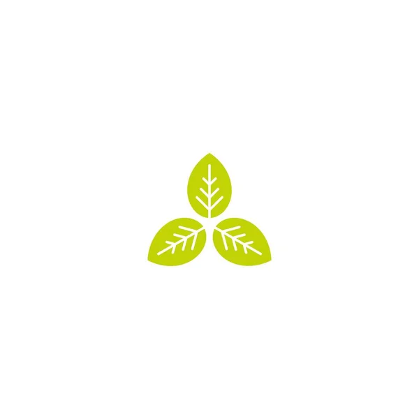 Zwei grüne Blätter Silhouette. Ikone isoliert auf weiß. — Stockvektor