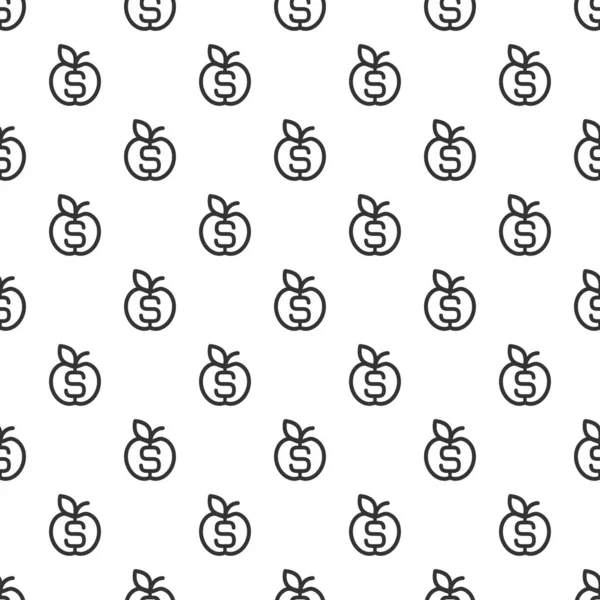 Dólar en manzana sobre fondo blanco. Ilustración plana vector sin costura . — Archivo Imágenes Vectoriales