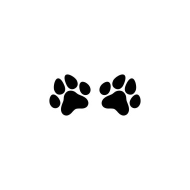 iki siyah kedi ayak izi. Beyaz üzerine izole edilmiş simge. Vektör düz resimleme.