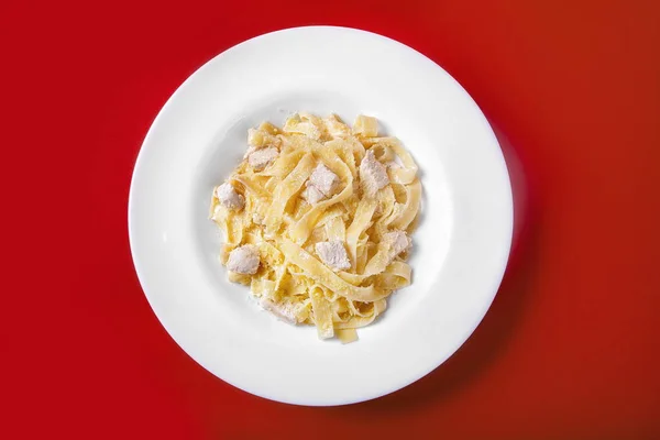 Pasta, noodles with chicken, turkey for the menu — Stock Photo, Image