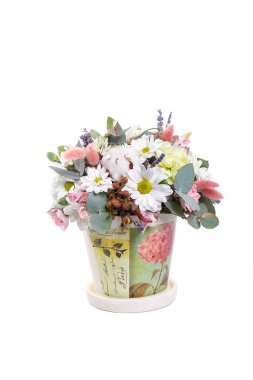 Buket krizantem, pamuk pot