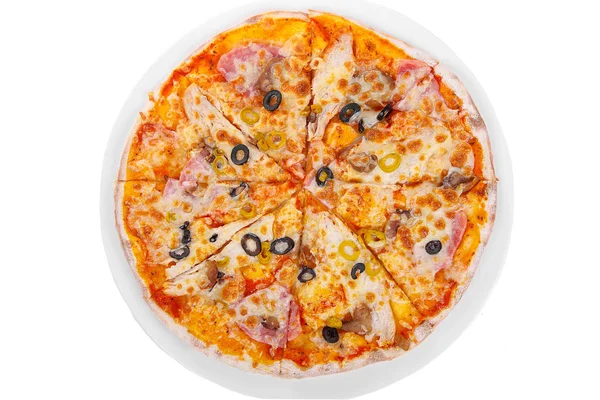 Pizza isoliert weiß — Stockfoto