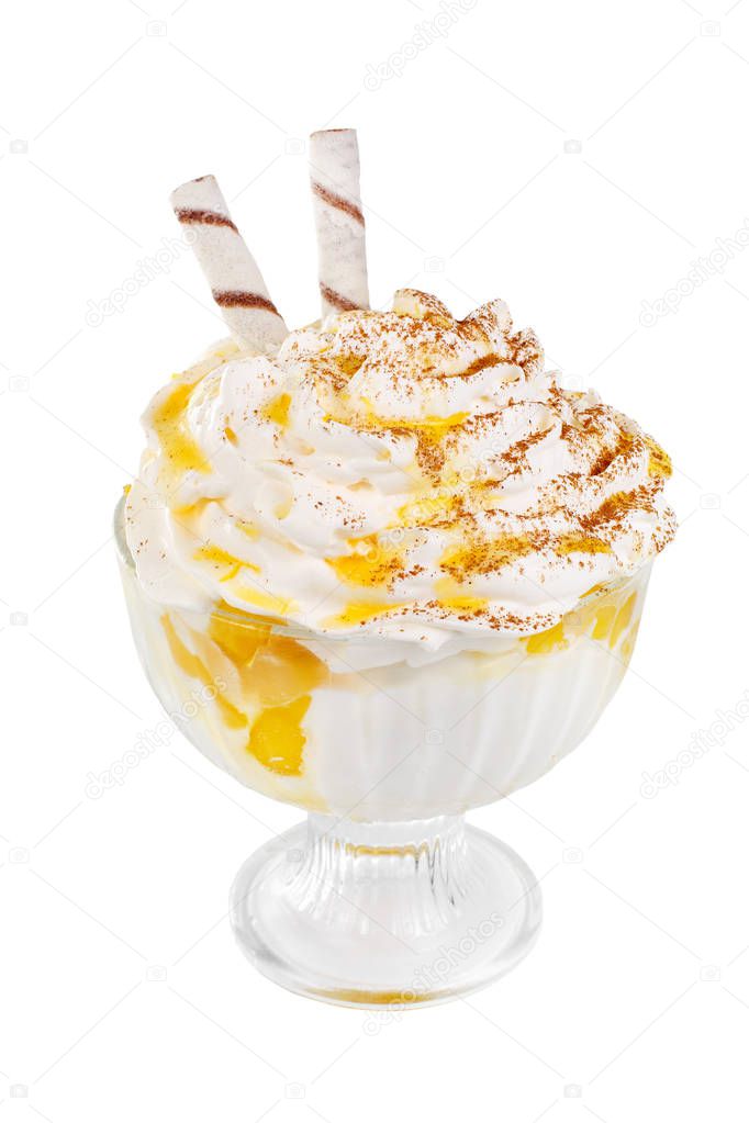 Ice cream dessert whipped cream isolated