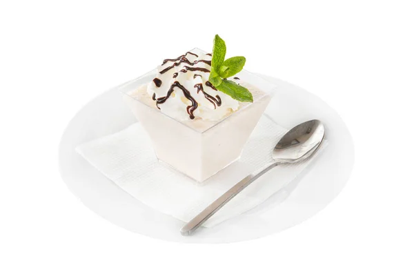 Ice cream dessert whipped cream mint isolated — Stock Photo, Image