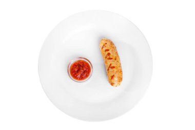Domuz sosisi, izole domates soslu tavuk