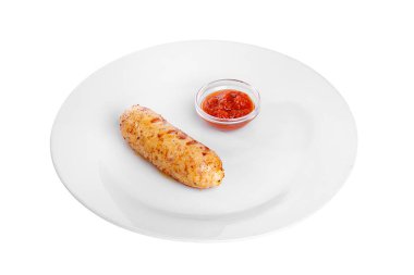 Domuz sosisi, izole domates soslu tavuk