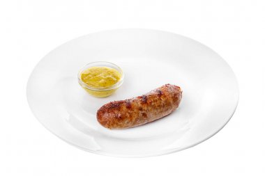 Sığır eti, et sosis izole hardal soslu
