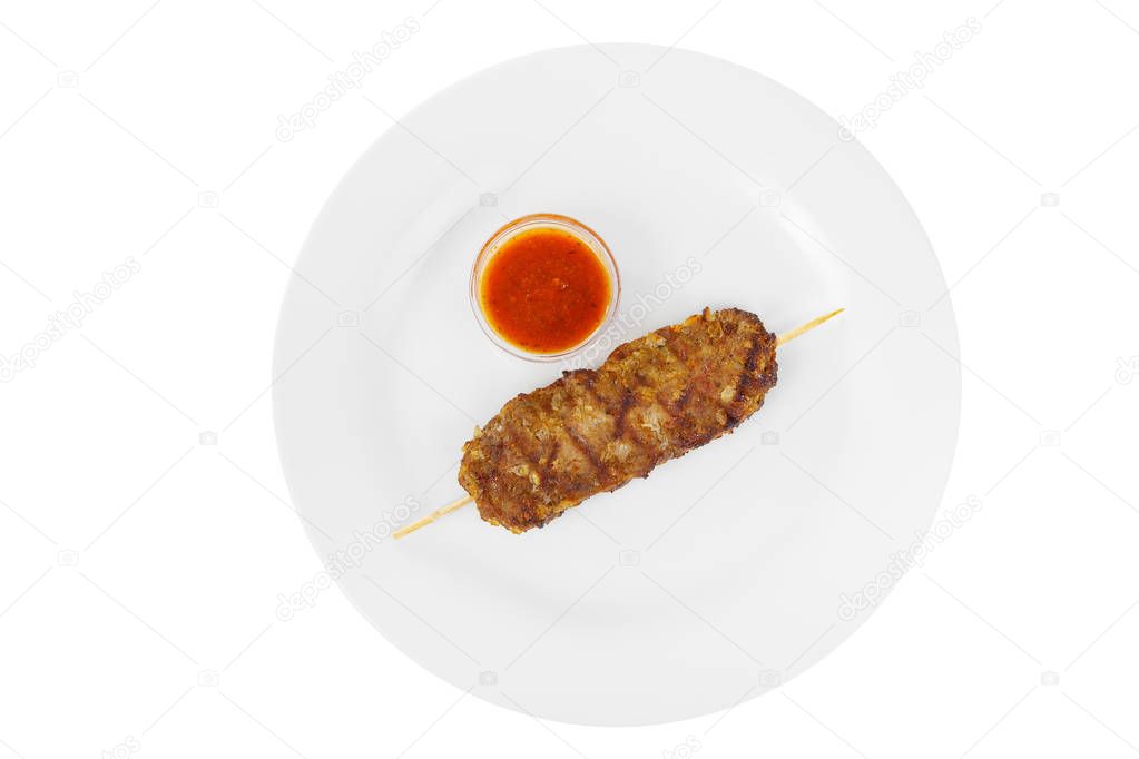 Kebab meat with sauce isolated without garnish