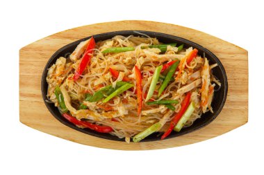 Funchaz tavuk, domuz eti kızartma tavası izole