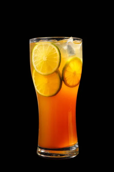 Summer cocktail on isolated black background — Stock Photo, Image