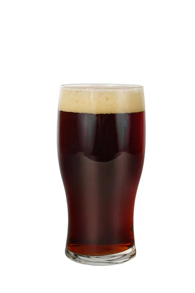 Glas av mörk öl isolerad vit — Stockfoto