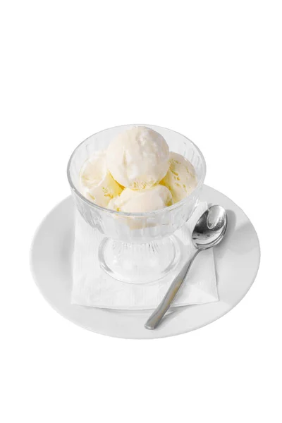 Four scoops of ice cream isolated white — Stock Photo, Image