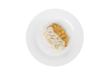 Mantar sos izole beyaz eti fileto