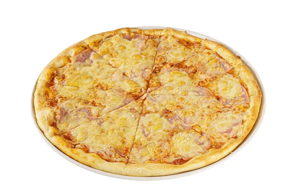 Biały na białym tle Pizza — Zdjęcie stockowe