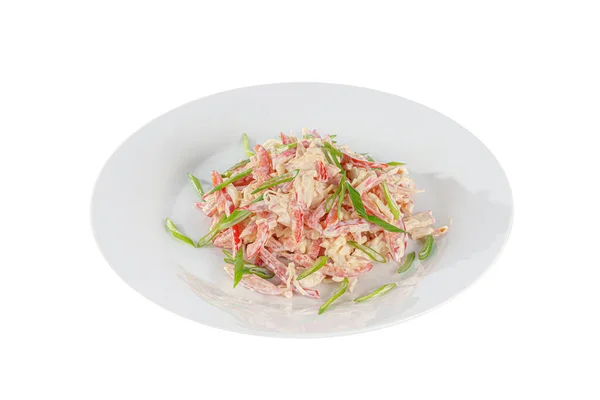 Salat mit Paprika würzig, weiß isoliert lizenzfreie Stockfotos