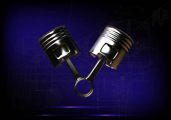 Two pistons on a blue — Stock Photo, Image