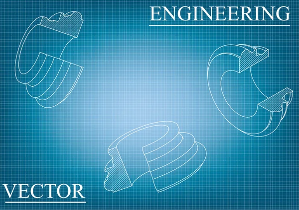 Dibujos de construcción de máquinas en azul - gris — Vector de stock