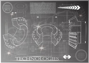 Makine yapım çizimler üzerinde gri bir arka tekerlek.