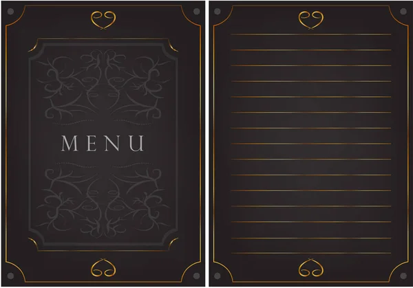 Carte postale noire avec motifs. L'inscription "menu " — Image vectorielle