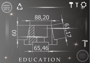 Makine yapım çizimler siyah bir arka plan üzerinde
