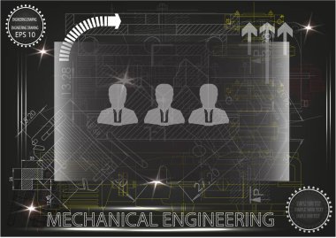 Makine yapım çizimler siyah bir arka plan üzerinde