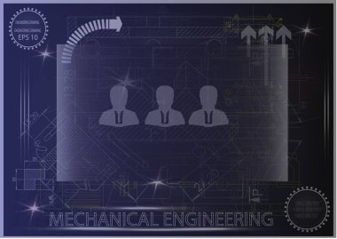 Mavi bir arka plan üzerinde makine yapım çizimleri