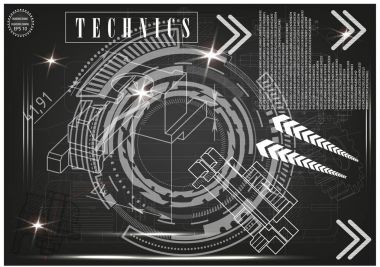 Makine yapım çizimler siyah bir arka plan üzerinde