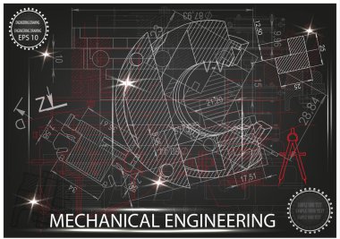 Makine yapım çizimler siyah bir arka plan üzerinde