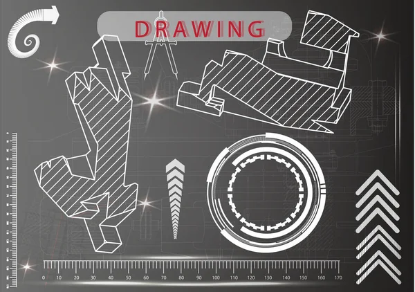 Makine yapım çizimler siyah bir arka plan üzerinde