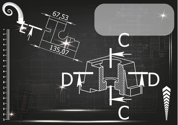 Makine yapım çizimler siyah bir arka plan üzerinde