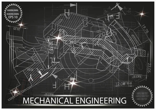 Makine yapım çizimler siyah bir arka plan üzerinde