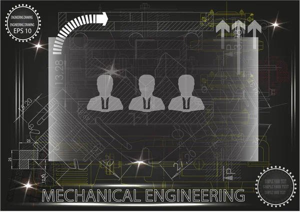 Makine yapım çizimler siyah bir arka plan üzerinde