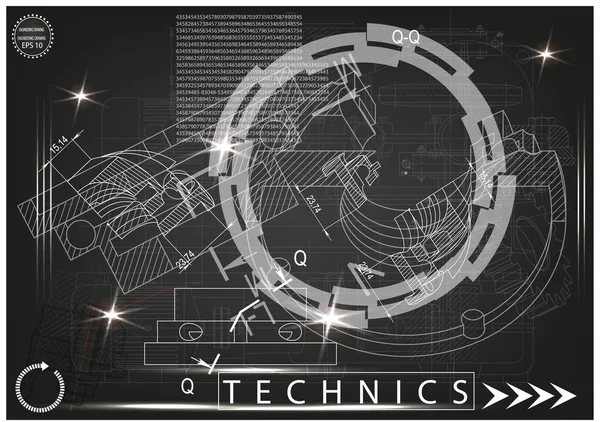 Makine yapım çizimler siyah bir arka plan üzerinde