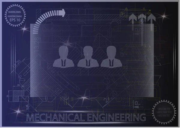 Mavi bir arka plan üzerinde makine yapım çizimleri