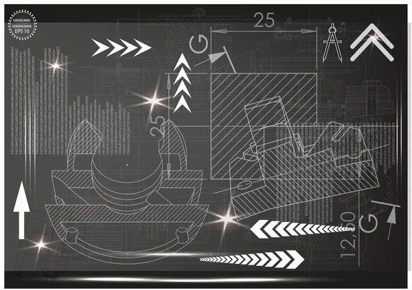 Makine yapım çizimler siyah bir arka plan üzerinde