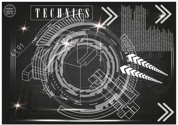 Makine yapım çizimler siyah bir arka plan üzerinde