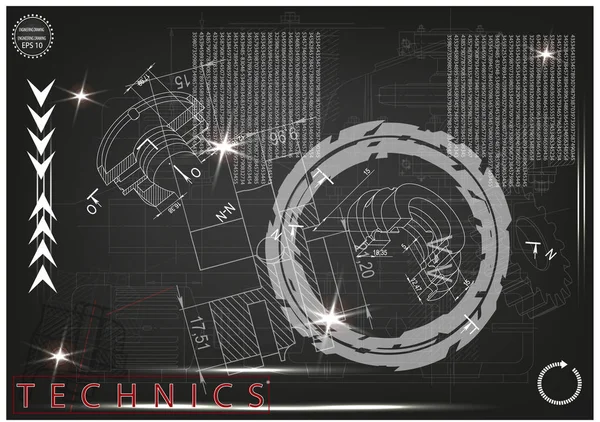 Машинно-будівельні малюнки на чорному тлі — стоковий вектор