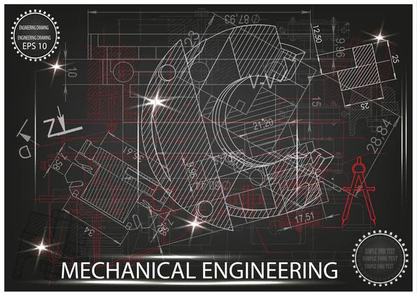 Makine yapım çizimler siyah bir arka plan üzerinde