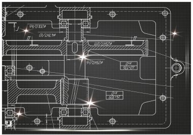 Makine yapım çizimler siyah bir arka plan üzerinde