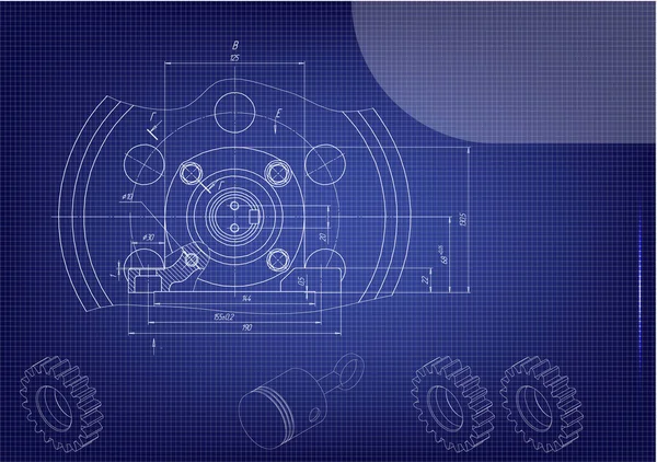 Машиностроительные рисунки на синем фоне — стоковый вектор