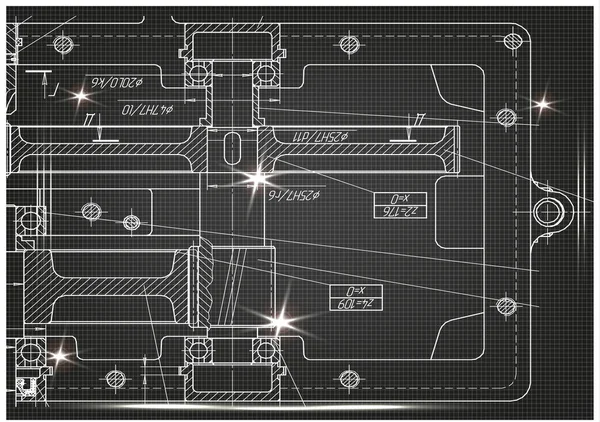 Машинно-будівельні малюнки на чорному тлі — стоковий вектор