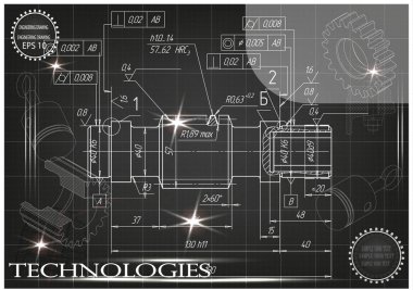 Makine yapım çizimler siyah bir arka plan üzerinde